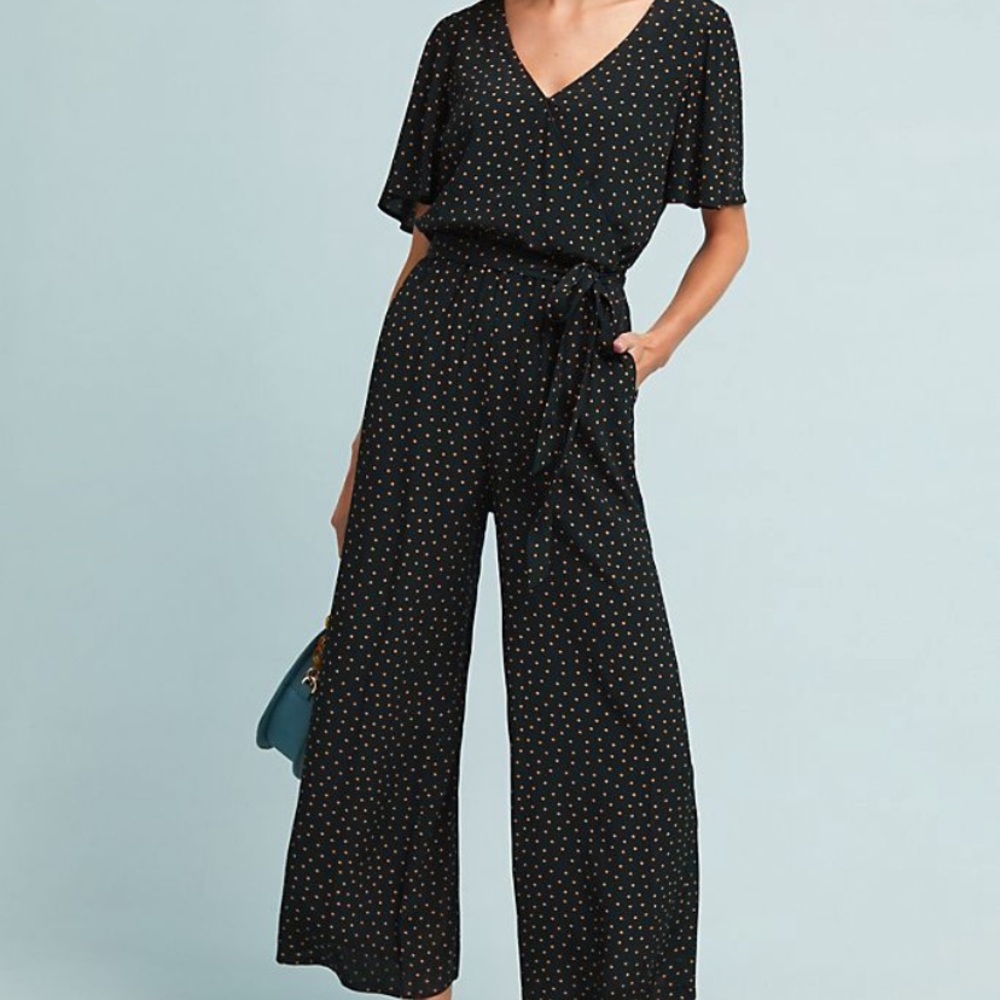 Anthropologie Chasing Winds Polka Dot Jumpsuit